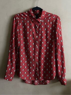 Forever 21 Red Button-Up Shirt with Panda Print
